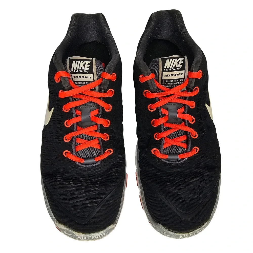 Nike Free Fit 2 Womens 7.5 Black Orange Training Shoes Sneakers 443964-010